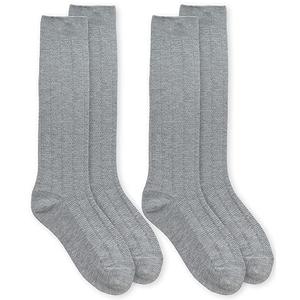 Jefferies Socks Girl's Rayon Derived From Bamboo School Uniform Ribbed Knee High Socks 2 Pair Pack, Grey, Small