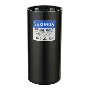 VEXUNGA 216-259 uF MFD 330 VAC 50/60 Hz Round Motor Start Capacitor CD60 Single Phase Capacitors for AC Motors Starting or Pool Pump or Well Pump