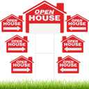 Pinkunn 7 Pcs Open House Signs for Real Estate 18 x 14 Inch Double Sided Estate Property Yard Sale Signs Heavy Duty Open House Flag with Arrows for Real Agent Supplies(Red)
