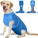 Kuoser Dog Recovery Suit Female, Dog Surgery Suit Male Neuter, Dog Body Suits After Surgery Anti Licking Pet Surgical Suit for Abdominal Wounds Skin Disease, Soft Dog Onesie Substitute Cone, Blue 2XL (XX-Large (Back: 24.8" - 29.5"; Weight: 70+ LB))
