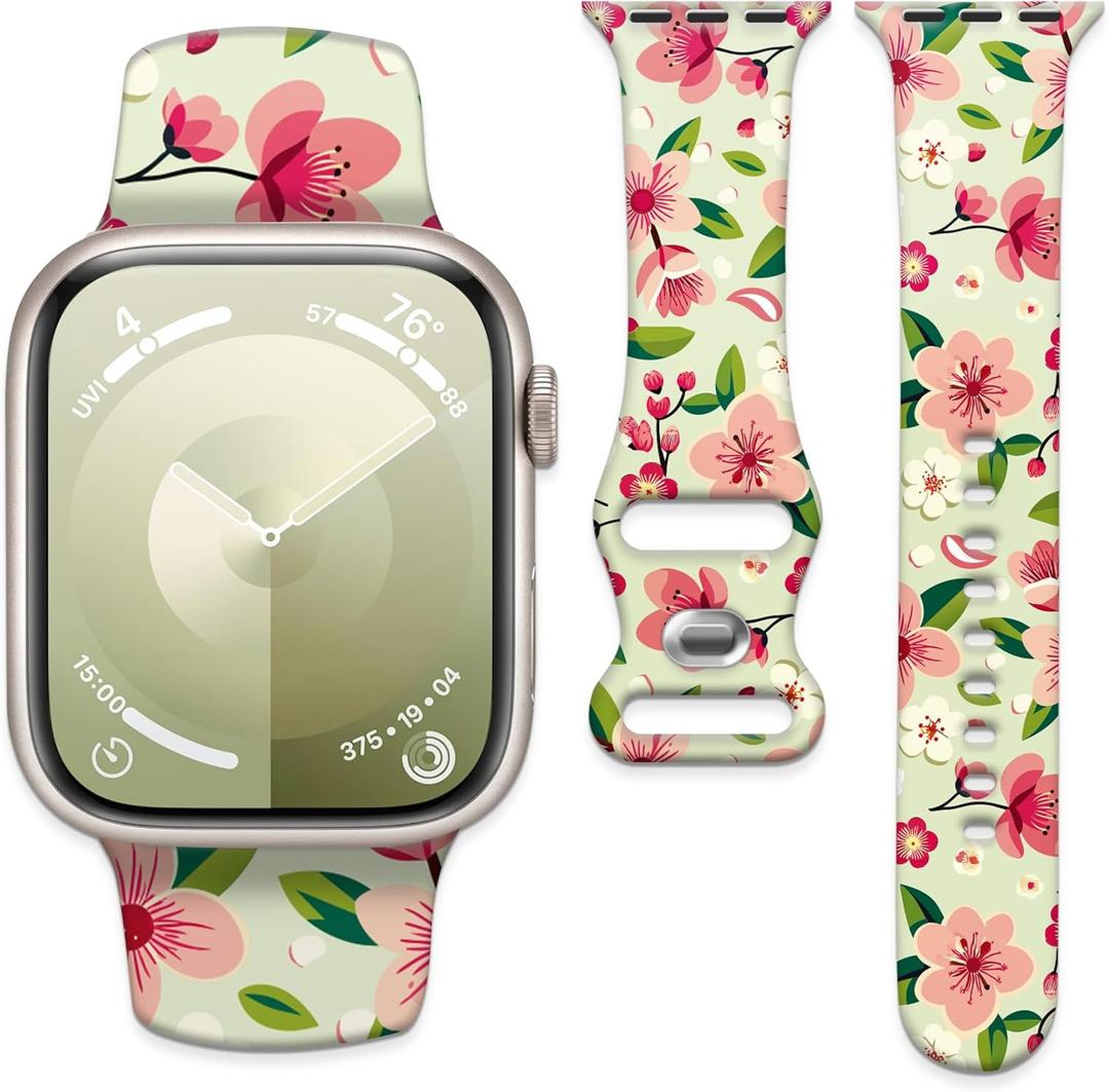 Sport Watch Band Compatible with Apple Watch 38mm 40mm 41mm, Waterproof Adjustable Soft Silicone Replacement Smartwatch Band for iWatch Series 10 9 8 7 6 5 4 3 2 1 Ultra for Women & Men