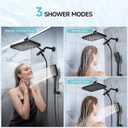 Rain Shower Head with Handheld Spray Combo Set, Adjustable 12" Rainfall Dual Shower Head, Double&Tandem Shower Head, Waterfall Showerhead Bathroom -Matte Black