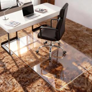 Azadx Tempered Glass Chair Mat for Carpet 32" x 48" Heavy Duty Office Chair Mat for Carpets 1/5" Thick for Carpeted Floor/Hard Floor Easy Glide Carpet Protector with Round Corner and Polished Edge
