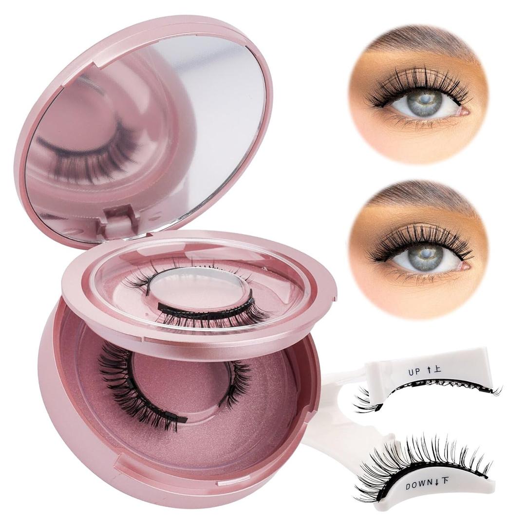 FADVAN 2 Pair Magnetic Eyelashes with Applicator Reusable Magnetic Lashes Wispy Lashes No Glue Needed False Eyelash Natural Look-R3+A5
