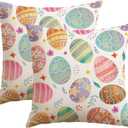 Artscope Easter Colorful Eggs Throw Pillow Covers 18x18 Inch Set of 2, Spring Easter Decoration Pillow Cases for Home Sofa Couch