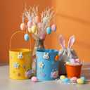 Breling 6 Pcs Large Easter Egg Basket Bulk Easter Bunny Baskets with Handles Reusable Felt Bucket for Candy Gifts Storage Party Favors 10 x 9 x 9 Inch(Pastel)