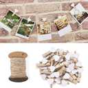 Pandahall 100pcs White Heart Clothespins Wooden Photo Paper Peg Pin Craft Clips with 10.9 Yards Natural Jute Twine for Paper Photo Display Hanging Home Party Wedding Decoration