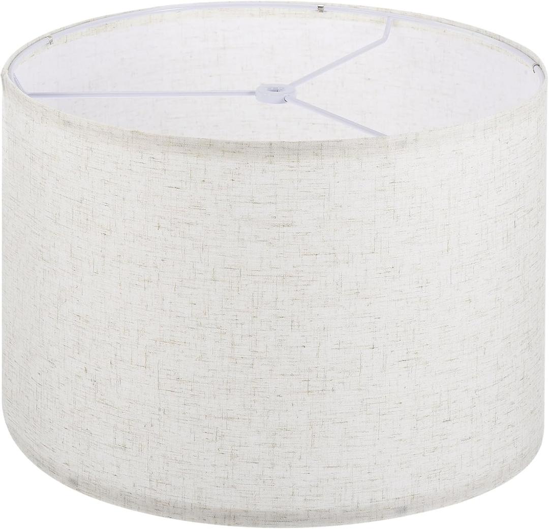 PATIKIL Drum Lamp Shades, 13"x13"x9" Linen Round Lamp Shade for Table Lamps Easy Assembly Lampshade for Table Lamps Floor Lamps Bedside, Beige