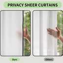 Aljctns White Sheer Curtains 96 Inches Long 2 Panels Non-See-Through Semi Sheer Curtain 52" W x 96" L Light Filtering Window Curtains Drapes for Living Room Bedroom Office