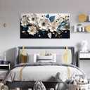 Large Canvas Wall Art for Living Room Bedroom Home Office White and Blue Floral Wall Art Botanical Picture Modern Framed Artwork Canvas Prints 24x48 In
