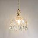 Mini Vintage Crystal Pendant Light - Brass Gold Clear Glass, Single | Adjustable Hanging Flower Art Deco, Small Chandelier for Kitchen Island, Bathroom, Bar, Bedroom, Dining Room, Hallway, Sink