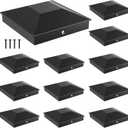 6x6 Post Caps for 5.5inx5.5in Wood Fence Post, Water-Proof UV-Proof Weather Resistance Durable PP Plastic Decking Post Top Cap Cover with Mounting Screws, 12 Pcs, Black, 6x6in 12Pcs