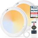 Combuh 2Pack Rechargeable Closet Lights Motion Sensored, Battery Powered Shower Lamp with Remote, Dimming Timing Cordless Ceiling Light Fixture for Pantry Laundry Bathroom Hallway, 7.48Inch, Round