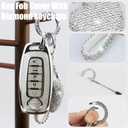 Key Fob Cover with Diamond Keychain Compatible with Nissan Car Key Holder Compatible with Nissan Rogue Pathfinder (2023 2024 2025) Sentra (2024 2025) for Women, 5 Buttons (Silver-Heart)