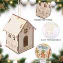 DoubleFill 48 Pcs Wood Gingerbread House DIY Craft Kit for Kids DIY Christmas Village Houses for Holiday Classroom Activities with 12 Color Markers Paint Your Own Wooden Birdhouse Set for Kids Gifts