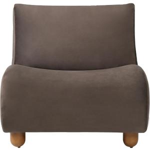 Christopher Knight Home Heidi 30.1" Modern Curved Accent Chairs, Velvet Upholstered Lounge Chairs, Armless Sofa Chair with Rounded Edges, Comfy Reading Chairs with Wooden Legs, Dark Brown