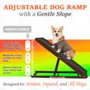 Adjustable Dog Ramp for Bed - 48" Long Foldable Wooden Ramp for Dogs to Get on Bed, Couch, or Car with 16.5" Wide Walking Space (Walnut Wood with Gray Carpet)