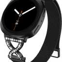 Metal Magnetic Band Compatible with Samsung Galaxy Watch 8 40mm 44mm/Galaxy Watch 8 Classic 46mm,Stainless Steel Dressy Mesh Loop with X-Shape Diamond Women Men