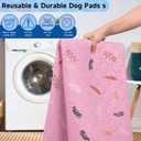 2 x Sunheir Washable Pee Pads for Dogs 2-Pack Reusable Puppy Pads Pet Training Pads, Waterproof Dog Pee Pads for Crate, Whelping Pad, Non-Slip Protects Against Urine Leakage (Leaves - Pink, 18x24)