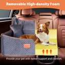 Dog Car Seat for Medium Dogs or 2 Small Dogs, Memory Foam Booster with Bonus Pillow & Removable Washable Cover, 2 Safety Leashes, Anti-Slip Base - Supports 50lbs (Grey)
