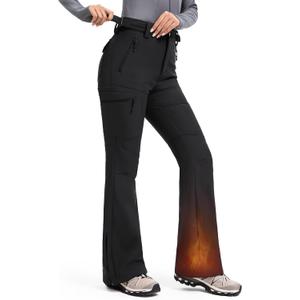 Moosehill Women's-Snow-Ski-Pants Water-Resistant Fleece Lined Winter Hiking Snowboard Thermal Insulated 5 Pockets (16, Black)