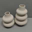 Ceramic Vase Set of 2 - Off White Boho Round Vases, Modern Pampas Vases, Dried Flower Vase Home Decor for Centerpieces Wedding Dinner Table Party Living Room Office Bedroom (Creamy Off-white/Light Beige)