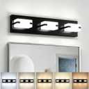 LED Bathroom Light Fixtures, 3-Light Modern Vanity Lights with Milky White Frosted Acrylic Shades, Matte Black Bathroom Lighting Fixtures Over Mirror, ETL Listed, 20W 5CCT Adjustable