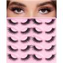 Ahrikiss Cat Eye Lashes False Eyelashes Faux Mink Fluffy Lashes Wispy Strip Lashes Natural Look Long Winged Foxy Lash Pack 10 Pairs Fake Eyelashes(Galaxy Flare)