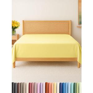 Twin XL Size Flat Sheet - Hotel Quality Top Flat Bed Sheet Only - Ultra-Soft, Breathable & Cooling - Fade & Wrinkle Free - Easy-Care, Stain & Shrink Resistant Bedding - Easy-Fit & Oeko-Tex - Yellow