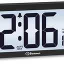 Soobest 8.5 Inch Digital Wall Clock Battery Operated with Backlight, Temperature, Date, Day & Auto DST, Black Slim Design for Elderly, Bedroom, Living Room, Office