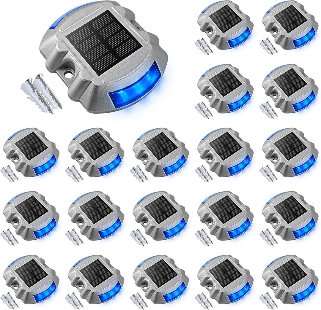 VOLISUN Solar Deck/Dock Lights, 20-Pack Led IP67 Waterproof Outdoor Warning Step Lights for Driveway Sidewalk Garden Pathway Yard (Blue) VOLISUN Solar Deck/Dock Lights, 20-Pack Led IP67 Waterproof Outdoor Warning Step Lights for Driveway Sidewalk Garden Pathway Yard (Blue)