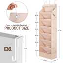 Outink 7 Tier Over The Door Shoe Organizer, Hanging Shoe Rack for Closet with Dustproof Mesh Curtain & 6 Side Pockets, Behind The Door Narrow Shoe Holder Hanger for Sneakers, Boots (Beige)