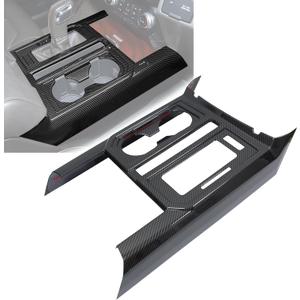NewYall Center Console Gear Shift Cup Holder Panel Cover Trim for Ford F-150 2015-2020 Carbon Fiber ABS Interior Accessories