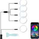 LivTee Smart Car LED Interior Lights with USB Port, LED Strip Fiber Optic Lights, Wireless App Control, Sync to Music, Car Accessories Gifts for Women and Men, 5 in 1