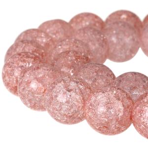 RUBYCA Round Crackle Druk Czech Crystal Pressed Glass Beads for Jewelry Making 4mm Strand (Pink)