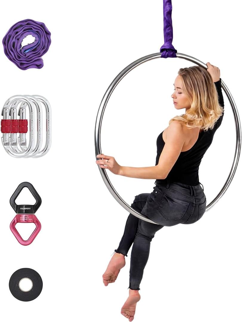 Aerial Lyra Hoop Set,SGS Certified Aerial Ring W/Hardware for Home, Hoop Dia:100cm-Tube Dia:25mm
