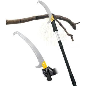 BlumeTrec 14.5FT Pole Saw with Adjustable Length for Tree Trimming, Lightweight Manual Pruning Saw with Mn Steel Blade, Long Extension Branch Cutter High Reach for Yard, Garden, Patio & Forestry Use