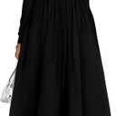 BTFBM Casual Long Sleeve Dresses Spring Dresses 2025 Wedding Guest Dress Midi Dress Flowy Bohemian Long Dress (X-Large, Black)