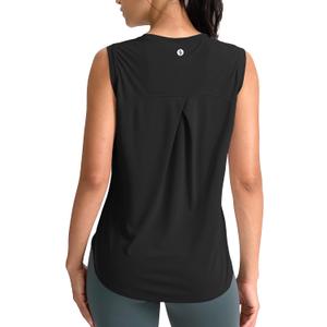 SANTINY Women's Sleeveless Workout Tops Breathable Lightweight Active Tennis Yoga Shirts Athletic Running Tank Tops for Women (Black_L)