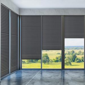 2 Pcs 35 x 110 Inches Temporary Blinds No Tools Cut to Size Fabric Paper Shades Adhesive Privacy Blinds for French Door Sliding Door Window Light Filtering Pleated Shades (Gray)