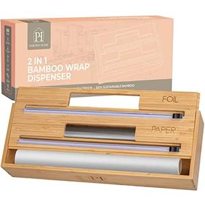3 in 1 Wrap Dispenser Organizer (3 ROLL FOIL, PAPER, PLASTIC), Kitchen Wrap Organizer Extra Wide 13.5" Foil Cutter. Aluminum Foil Wax Paper Wrap Dispenser with Cutter. Kitchen Food Wrap Storage Holder