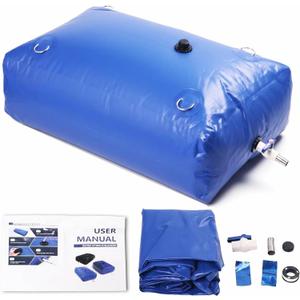 Japard 240 L / 65 Gal Water Bladder Tank, Foldable Portable Rainwater Storage Container, Emergency Water Bag for RV, Truck Bed, Fire Prevention, Drought Resistance, Blue