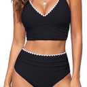 BMJL Women's High Waisted Bikini Sets Tummy Control Swimsuits Two Piece Bathing Suit Cute Swim Suits 2026 (Black, S)