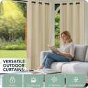 Patio Curtains Outdoor Waterproof 6 Panels - Windproof, Privacy, Weatherproof Outside Drapes for Gazebo Pergola Porch, Grommet Top and Tab Bottom, 54x95 Inch, Cream