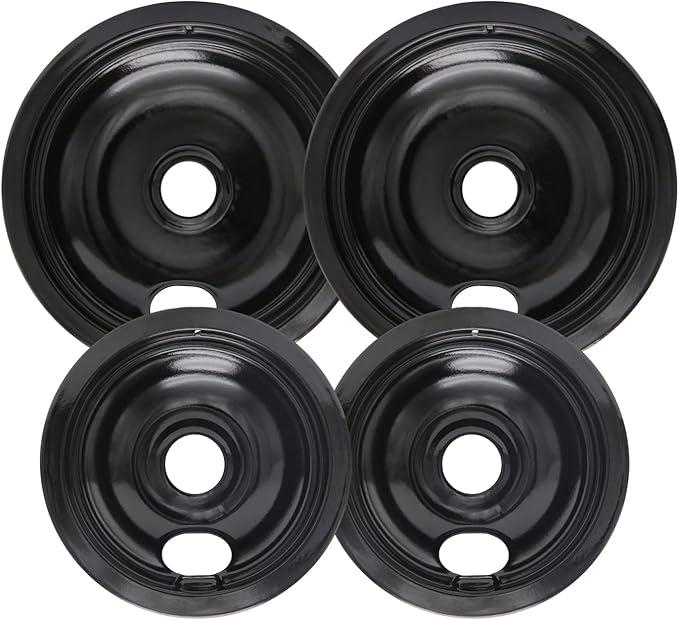 COZZIVITA Black Stove Burner Drip Pans for Electric Stove Top  318067051 5304430150 Perfectly Fit Frigidaire Kenmore Electric Range  10% Energy Save by Enamel Spraying 2 x 6 in, 2 x 8 in