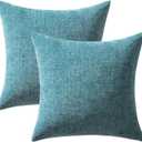 Woaboy Pack of 2 Smoke Blue Pillow Covers 18x18 Inch Soft Chenille Couch Throw Pillows Solid Color Cushion Covers Home Decoration for Spring Sofa Living Room