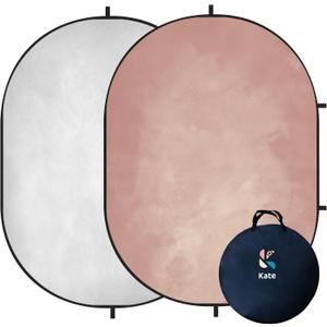 Kate 5x6.5ft(1.5x2m) Collapsible Backdrop Pink Textured Double-Sided Backgrounds Light Grey Backdrop Twist Flex Collapsable Photography Backdrop