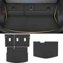Cargo Mat for 2017-2025 Chevrolet Bolt EV & EUV - All Weather PU Leather Trunk Liner (Upper and Lower Layer) and Backrest Mat for Chevy Bolt Accessories (Black Square)