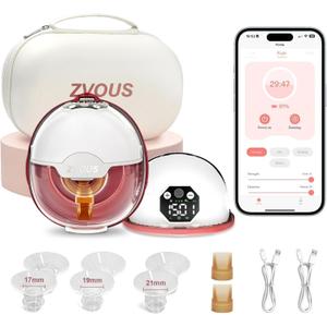 Hands-Free Breast Pump Comfortable, Painless Strong Suction Power Rechargeable Electric Breast Pump Smart App Wearable Pump Leakproof 4 Modes Levels Wireless Pump for Driving Office Yoga Sleeping