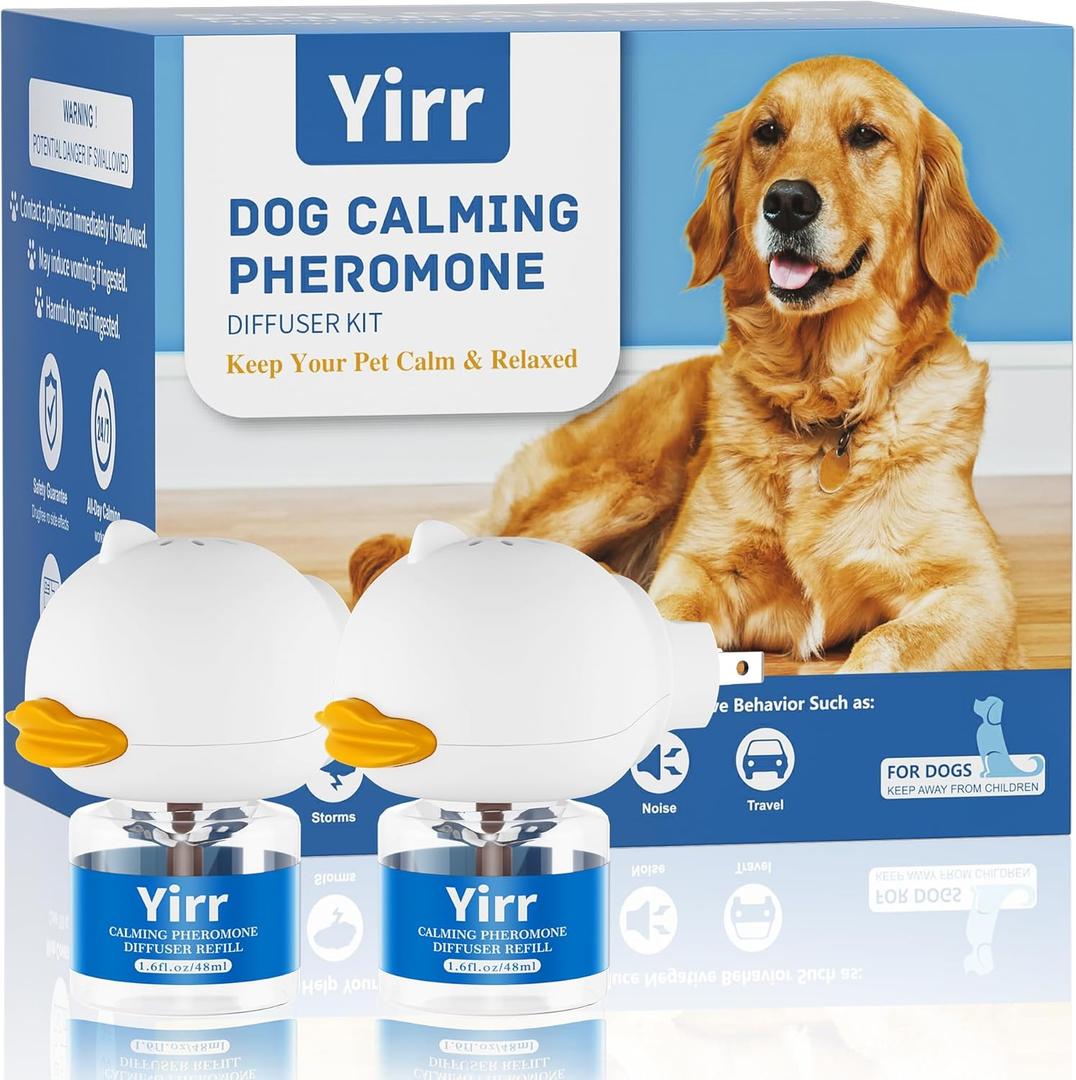 Dog Calming Diffuser, Puppy Pheromones Calming Diffuser, Relaxing Pheromone for Dogs Relief Stress Anxiety Fighting Scratching Barking, Help Train Dog to Pee, 2 Diffuser 2 Refill(48ml)